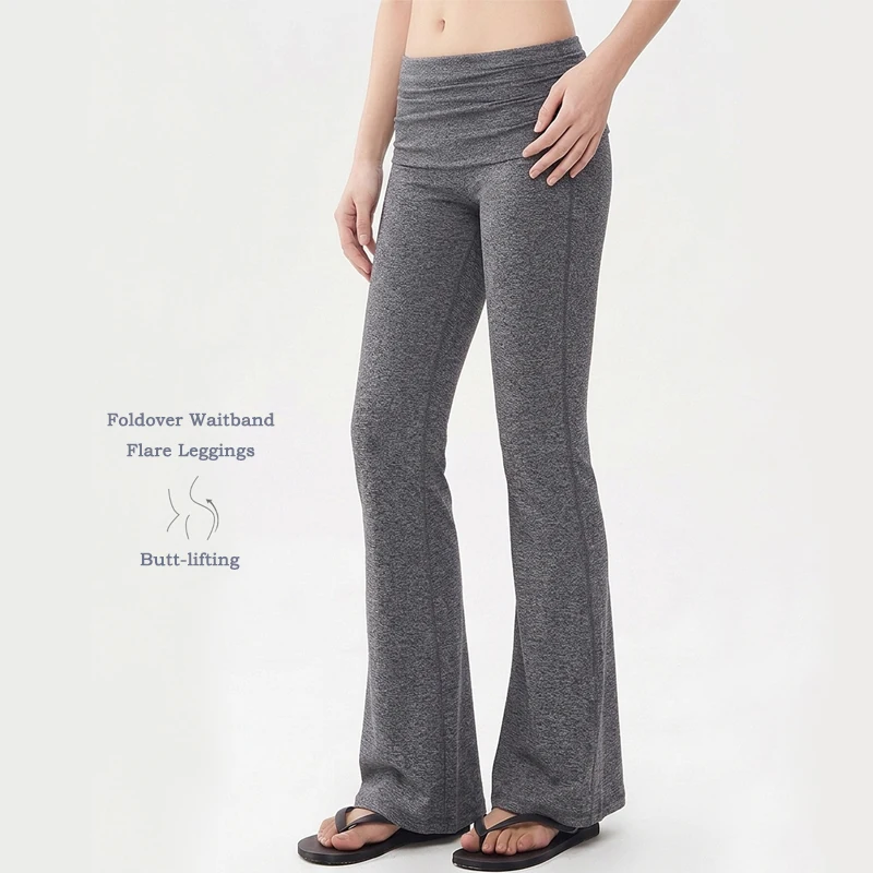 VITALINOVO Women's Fold Over Waist Flare Yoga Pants High Stretch Soft Workout Leggings Bootcut Yoga Trousers for Daily Wear Yoga