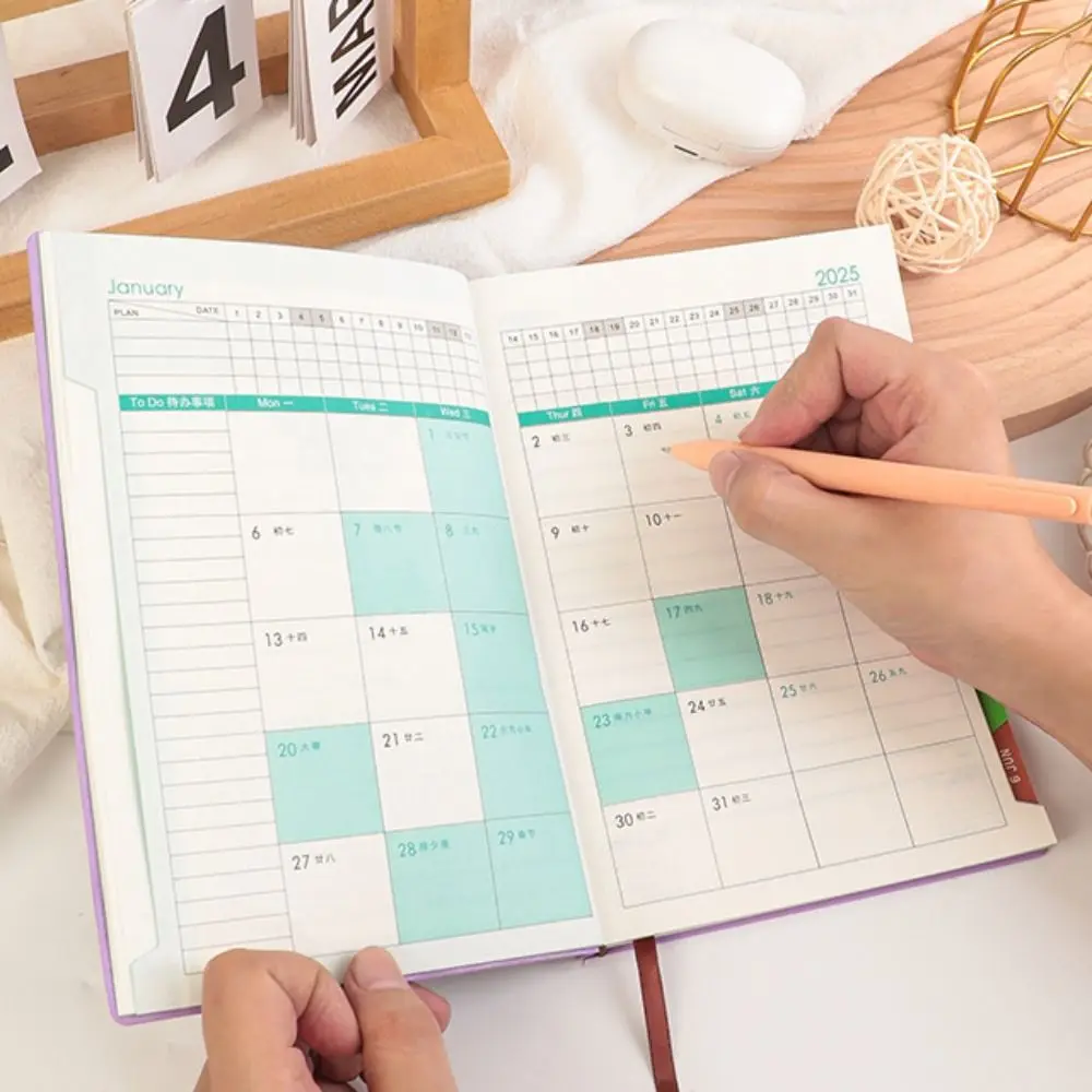 Thicken 2025 A5 Agenda Notebook To Do List PU 2025 Planner Notebook Daily Journal Schedule Planner Notepad School Office