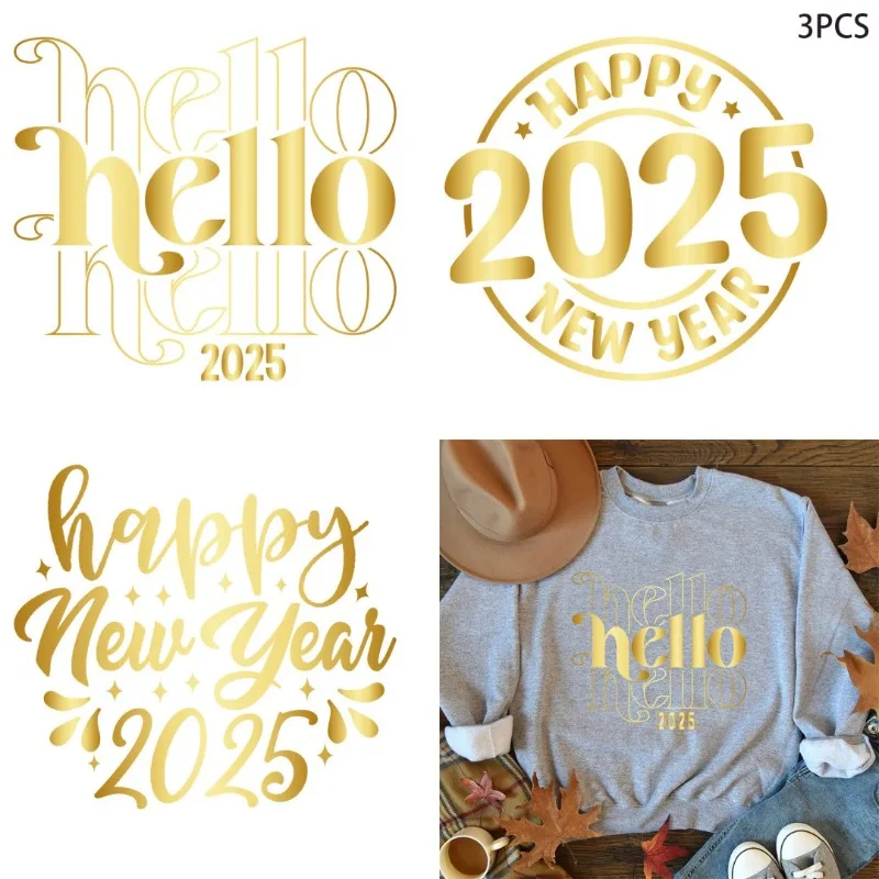 Feliz ano novo 2025 hanukkah gnomos diy adesivos camisa roupas remendo meninas mochila travesseiro lavável impressão de transferência de calor