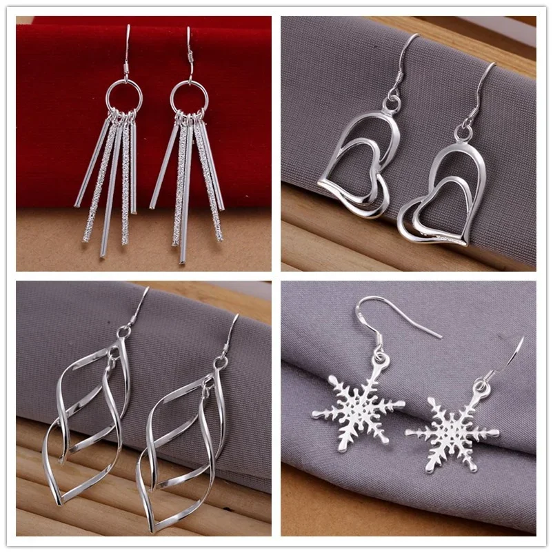 

Wholesale 4 Pair Set 925 Sterling Silver Hoop Earrings Set For Women Girls Fashion Wedding Boucle D'Oreille Femme Gifts