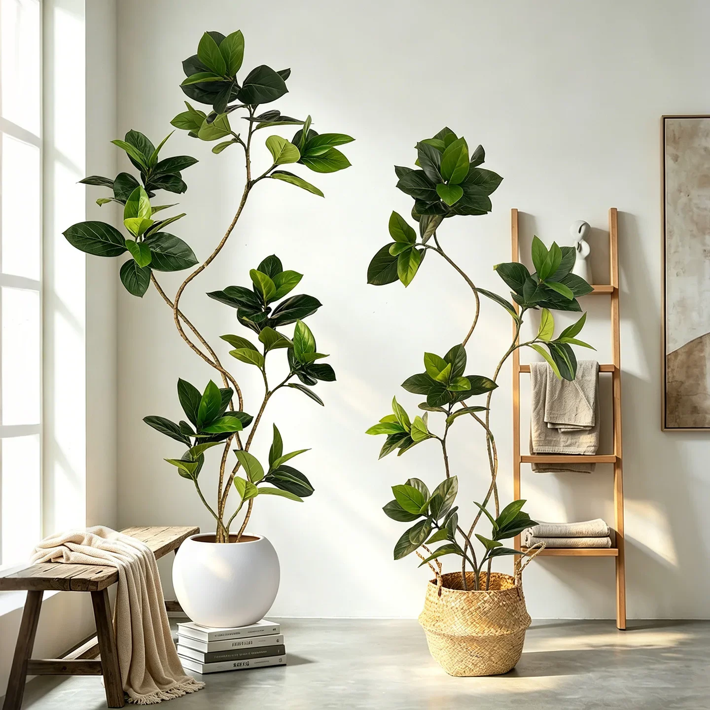 Simulated green plant banyan tree light luxury living room indoor large floor-to-ceiling potted plant bonsai
