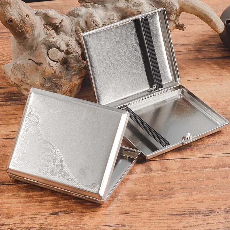 1pc Double-open Metal Cigars Cigarettes Cases Business Cigarette Stainless Steel Tobacco Cigarette Boxes Tools