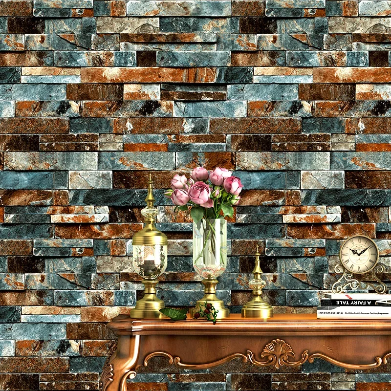 Imitation marble brick wallpaper clothing store restaurant bar Cafe retro culture brick wall wallpaper wholesale