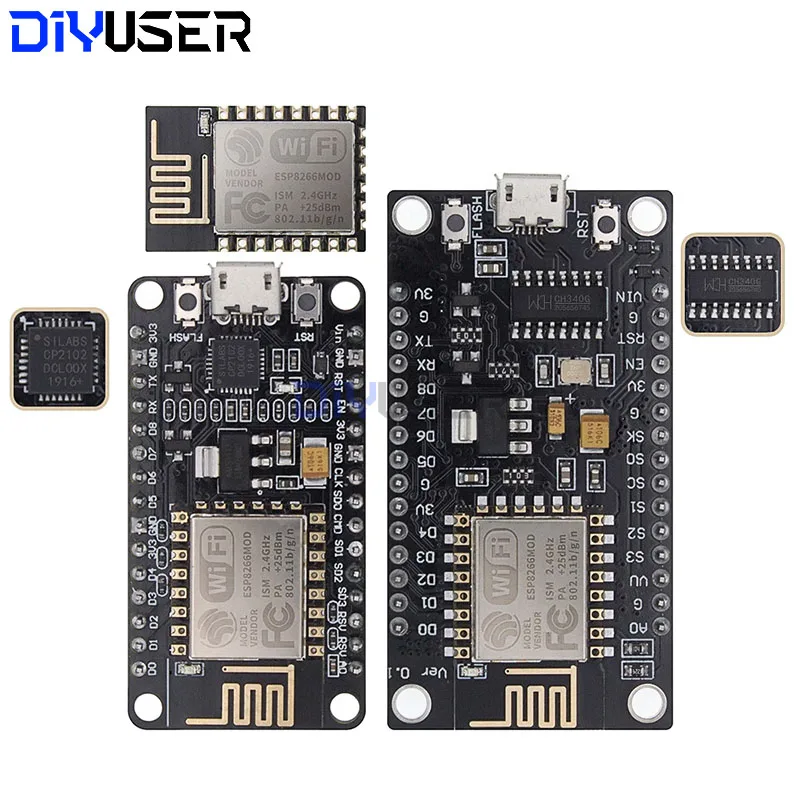 DIYUSER Wireless Module CH340 CP2102 NodeMcu V3 V2 Lua WIFI Internet of Things Development Board Based ESP8266 ESP-12E