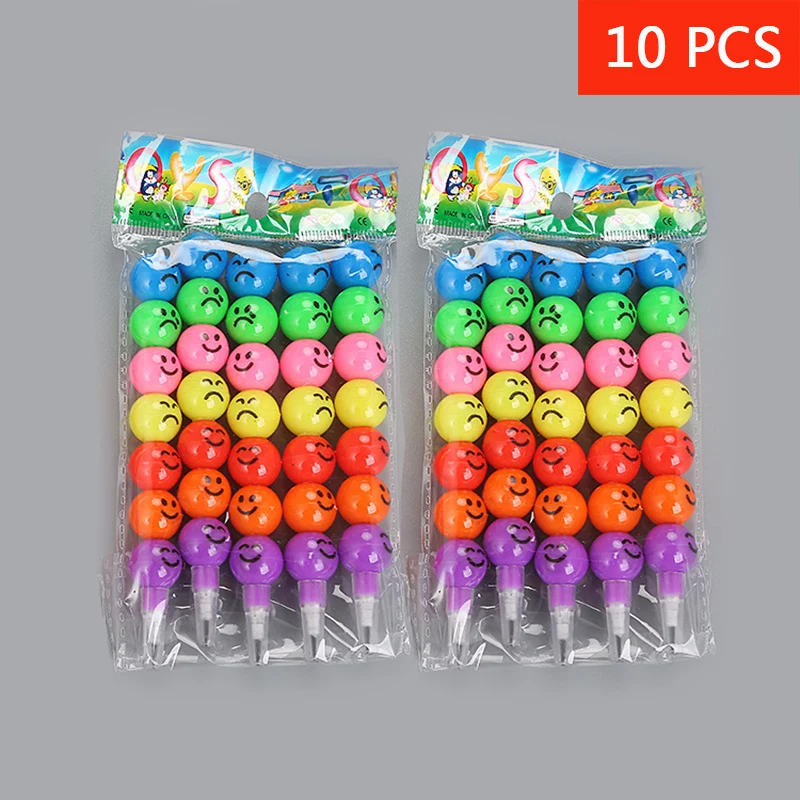 10 PCS/Lot Creative 7 Color Plastic Holder Pencil Cartoon Sugar-Coated Haws Graffiti Pen Stationery Gifts For Kids Wax Pencil