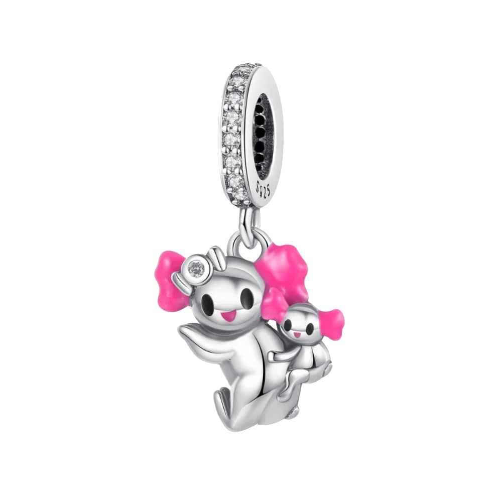 925 sterling silver kangaroo mother son deep love beads suitable for original bracelet, men's and women's DIY jewelry gift