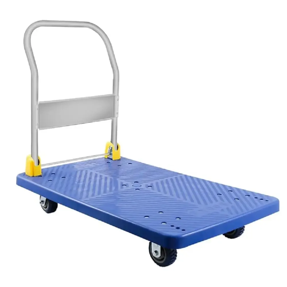 1320lb Weight Capacity and 360 Degree Swivel Wheels, Foldable Push Hand Cart for Loading and Storage, Blue