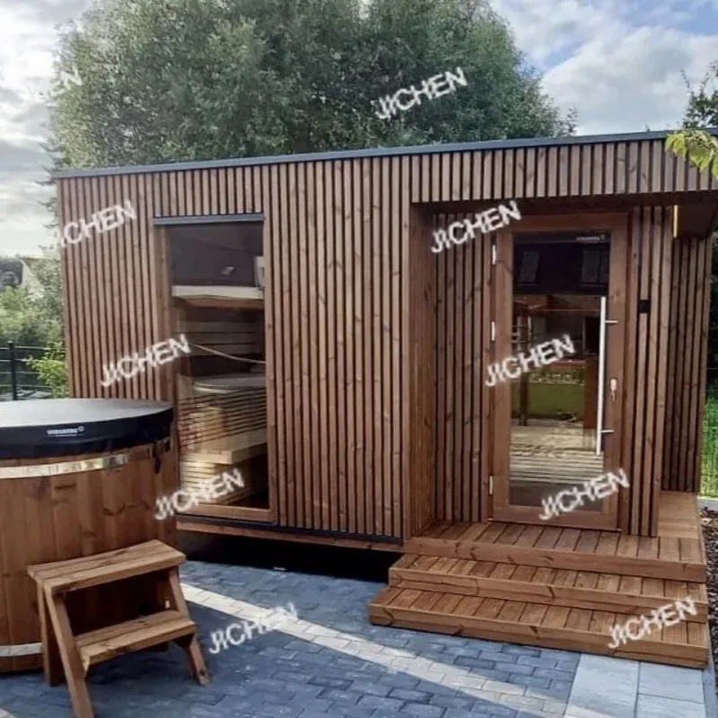 XQCedar Sauna 4 أشخاص غرفة ساونا المقصورة عناصر يتم شحنها حديثًا.