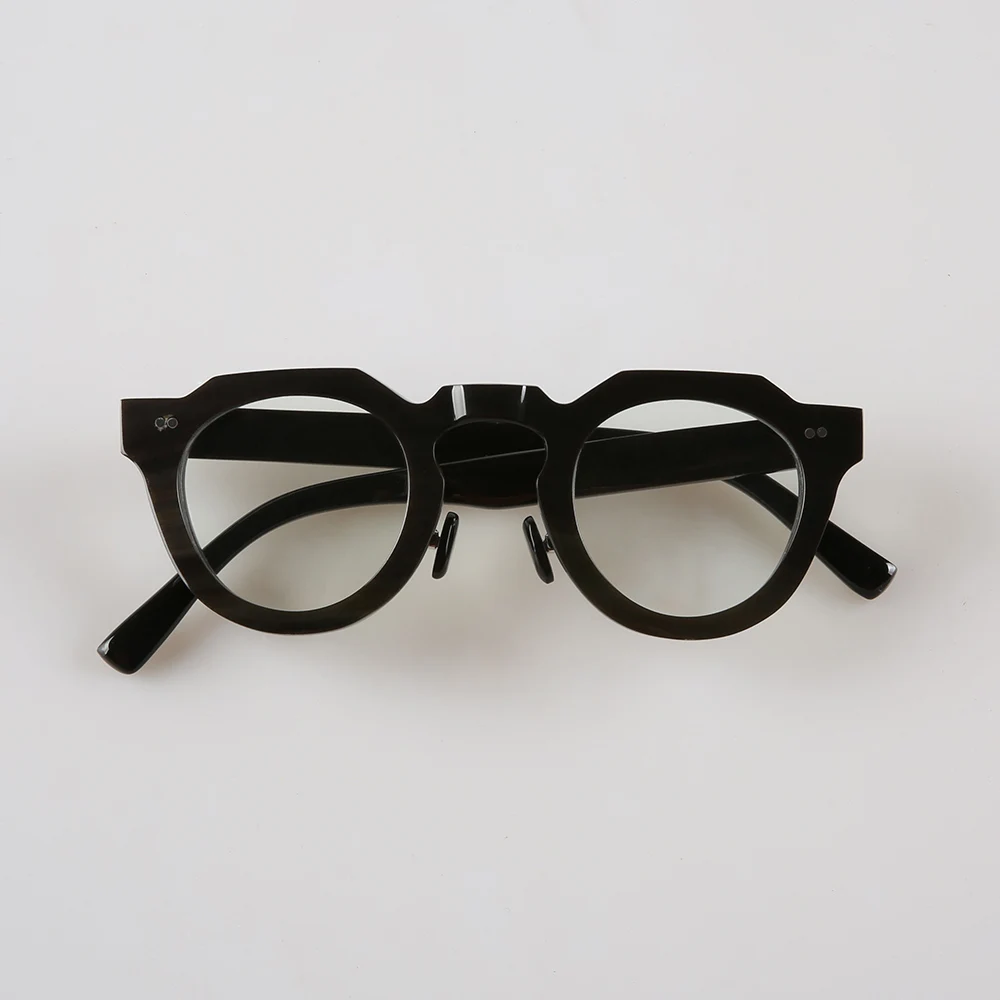 Eyeglass Frames Unique Vintage Polygon Optical Lenses Eyeglasses Handmade Buffalo Horn Prescription Women Man's Glasses Frames