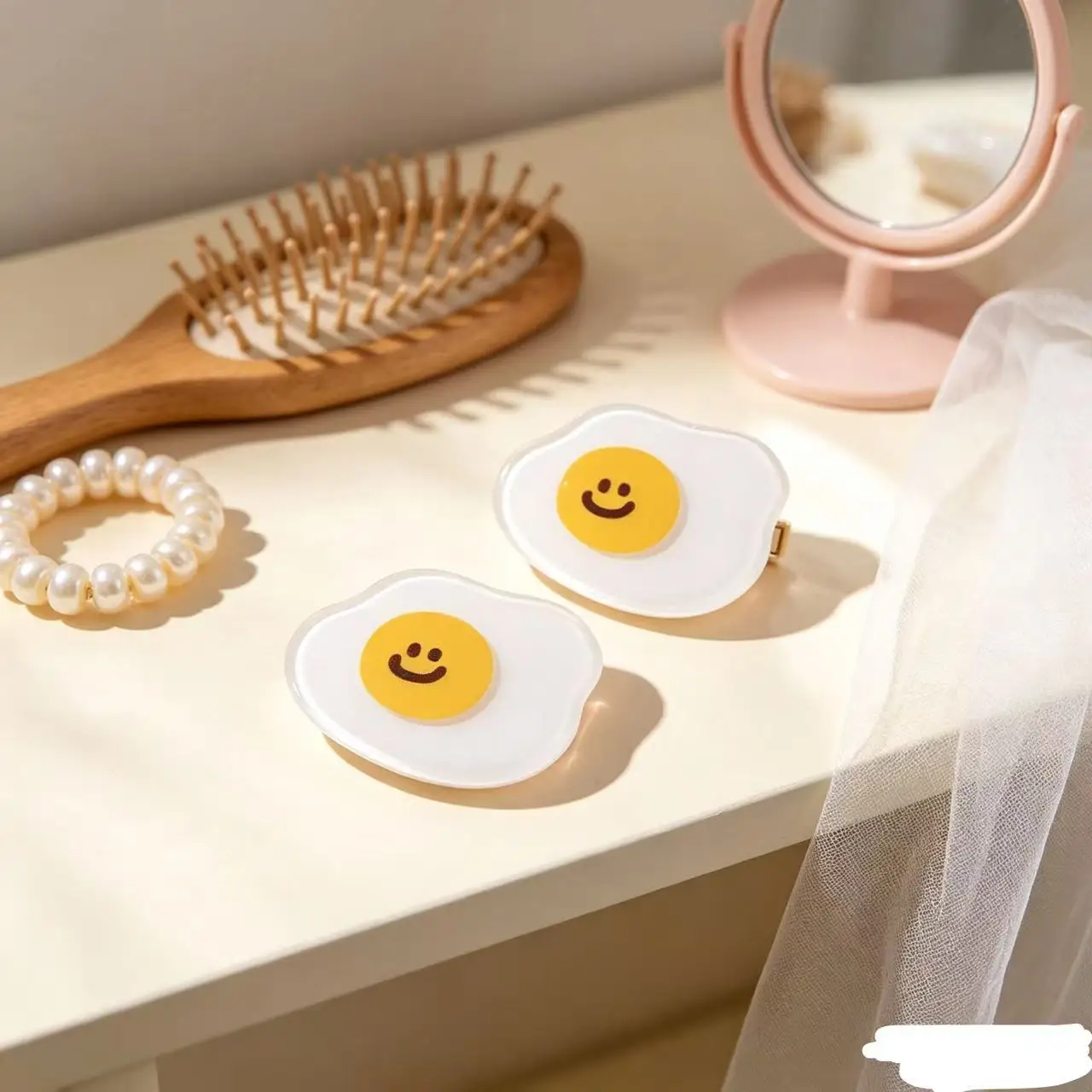 Cute Fried Egg Smile Face Hair Clips Funny Cartoon Food Alligator Hair Barrettes Sweet Hair Accessories for Girls Daily Party De