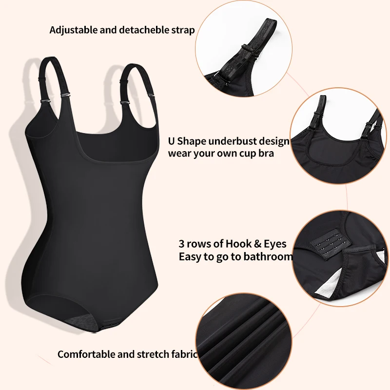 Underbust Bodysuit Shapewear Women Push Up Breast Slim Waist Trainer Tummy Control Body Shaper