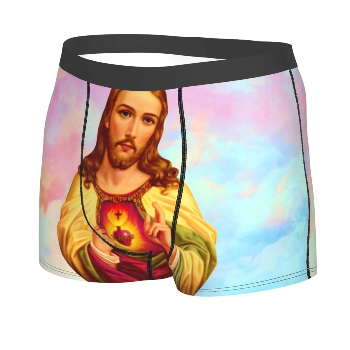 Custom Male Cool Sacred Heart Of Jesus Underwear Christian Catholic God Boxer Briefs Soft Shorts Panties Underpants