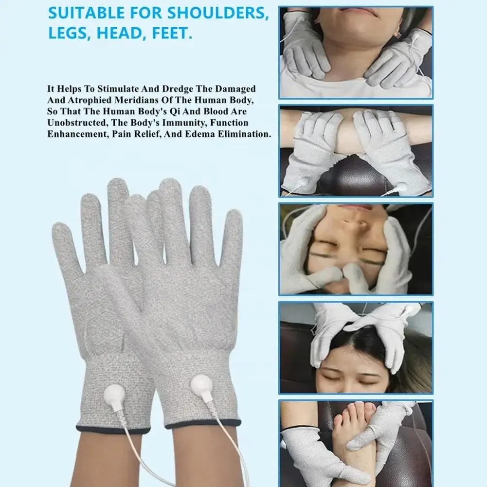 1pair Conductive Silver Fiber Electrode Gloves Pads Electrotherapy Massage herapy Gloves for Phycical 4 Size R6H5