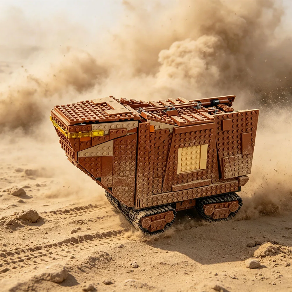 

NEW MOC Battle Building Blocks Bricks Desert Stronghold Model Toys Waste Soil Fortress Transport Vehicle Festival Party Gifts