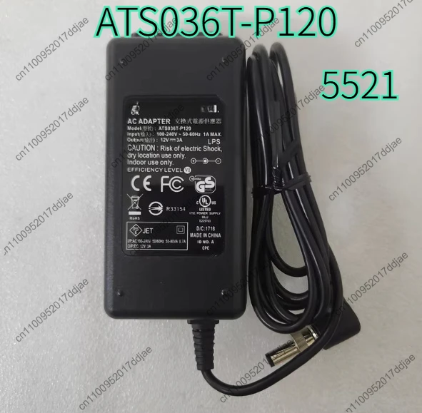 

Адаптер питания ATS036T-P120, кабель питания 12V3A, высокомощный штекер 5521 с фиксатором-гайкой
