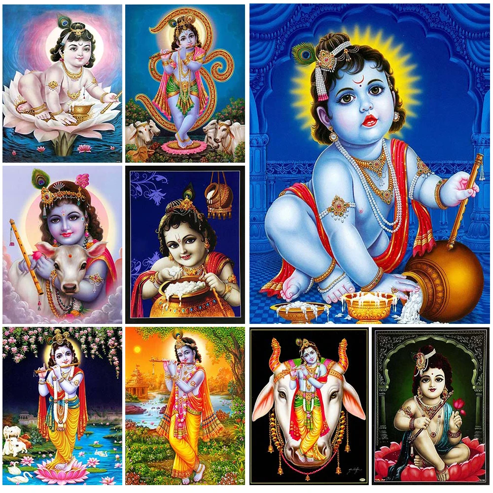 Indian Religion Krishna Radha Krishna Wall Pictures For Living Room Nordic Poster Wall Art Canvas Painting Home Decor Unframed