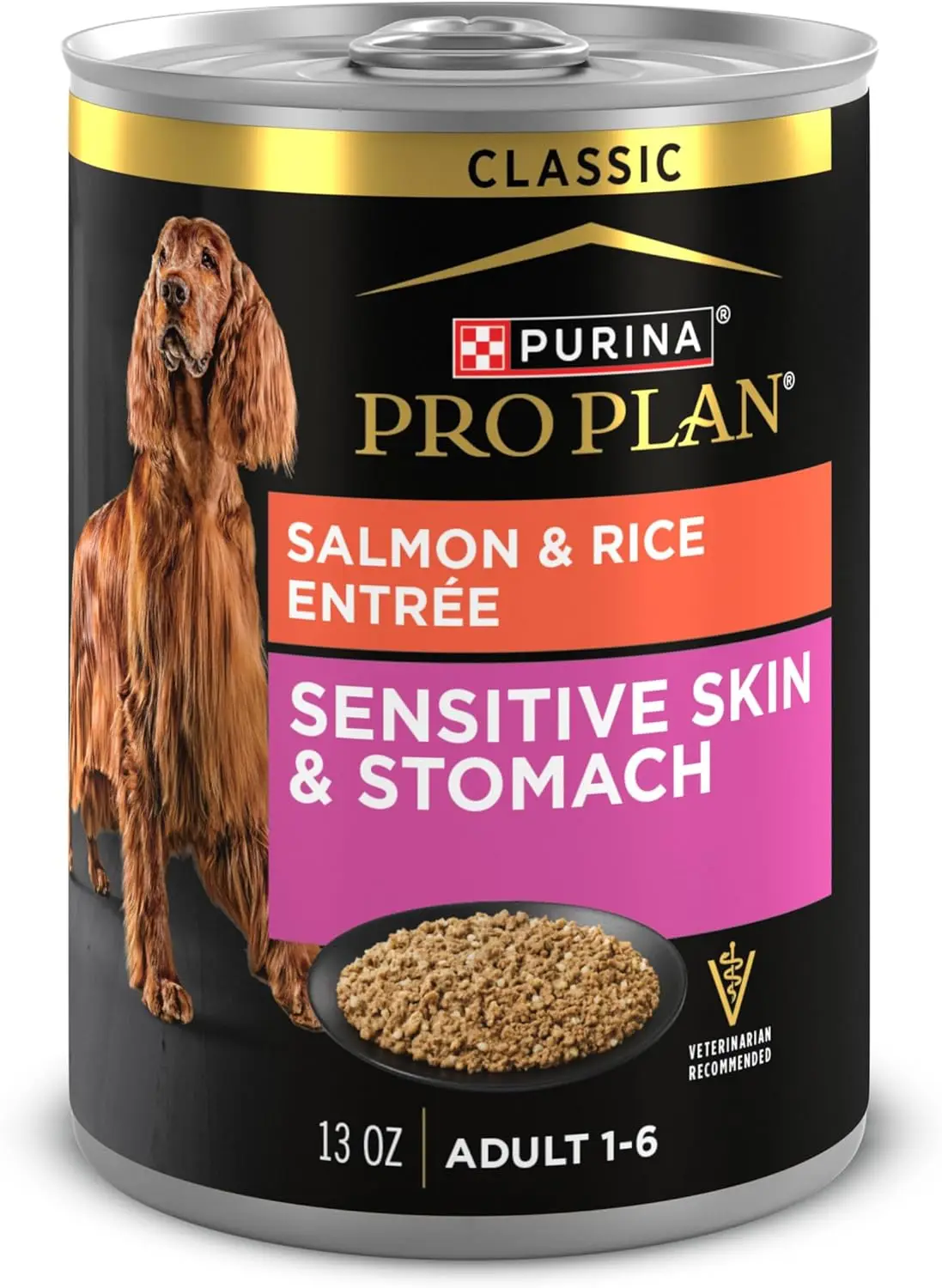 

Pro Plan Sensitive Skin and Stomach Dog Food Wet Classic Pate Salmon and Rice Entrée - (Pack of 12) 13 oz. Cans
