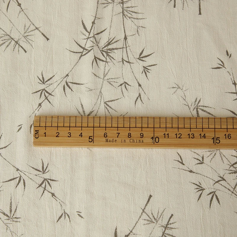 0.5m/1m/2m National Elegant Style Beige Ink Bamboo Printed Cotton Fabric Soft Breathable DIY Dress, Shirts, Pajamas, Bedding