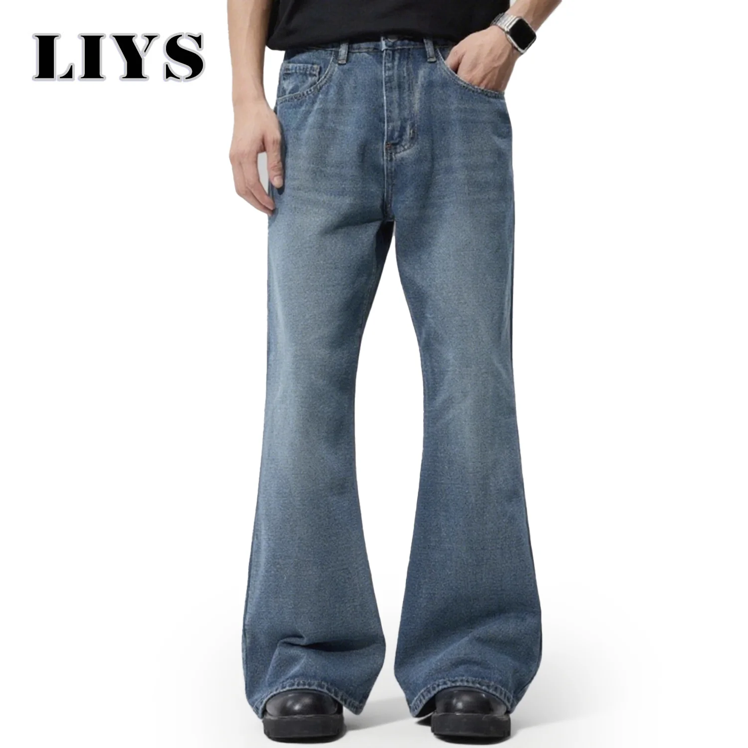 

American Vintage Street Wide Legs Bootcut Jeans Men Women Slimming Bell Bottom Jeans Casual Loose Blue Denim Long Baggy Pants