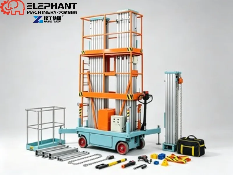Hydraulic Electric Aluminum Mast Lift Double Mast Hydraulic Aluminum Lifting Platform Mobile Vertical Aerial Working Equipment