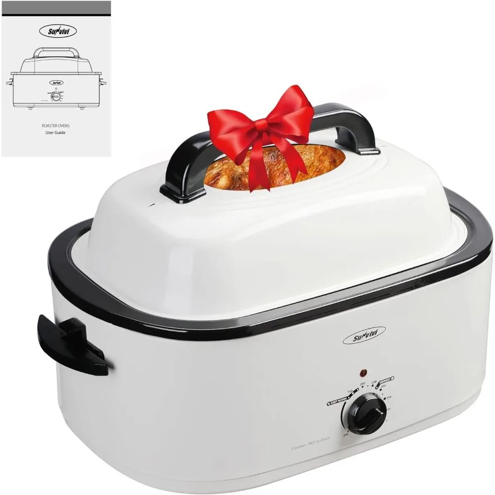 

4 QT Electric Roaster Oven with Viewing Lid, Sunvivi Turkey Roaster with Unique Defrost/Warm Function, Large Roaster with with