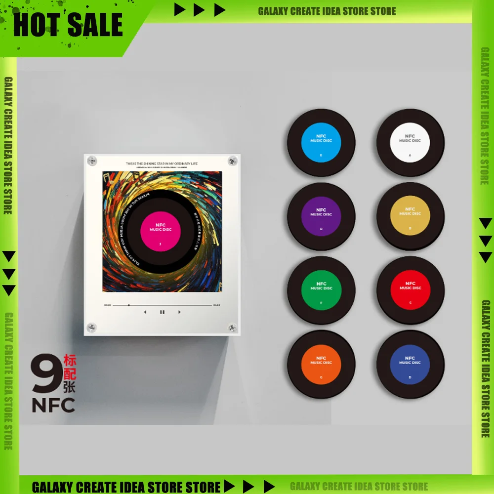 

NFC Sensing Song Player Night Light Automatic Singing Refrigerator Magnetic Rotary Disc Machine With 9 empty discs Music Gifts