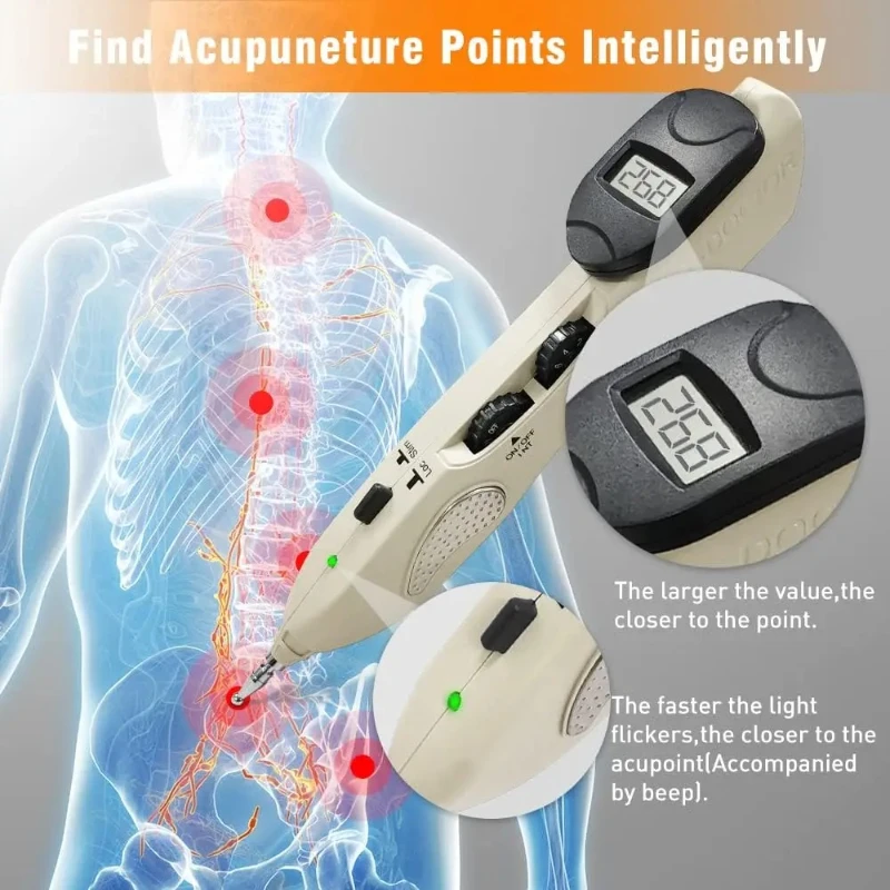 

Electronic Acupuncture Pen Meridian Pen Automatic Acupoint Finding with 3 Massage Heads Rechargeable Massage Gua Sha Pain Relief