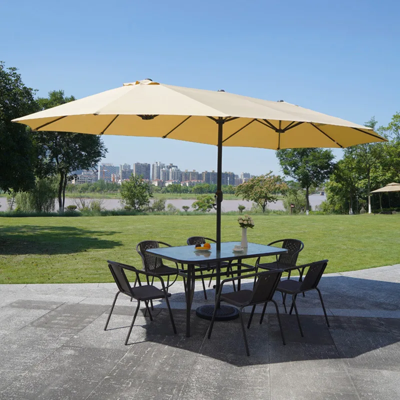 

15ft Patio Umbrellas Extra Large Double-Sided Garden and Park Application Huge Rectangular Outdoor Market Umbrella with Base
