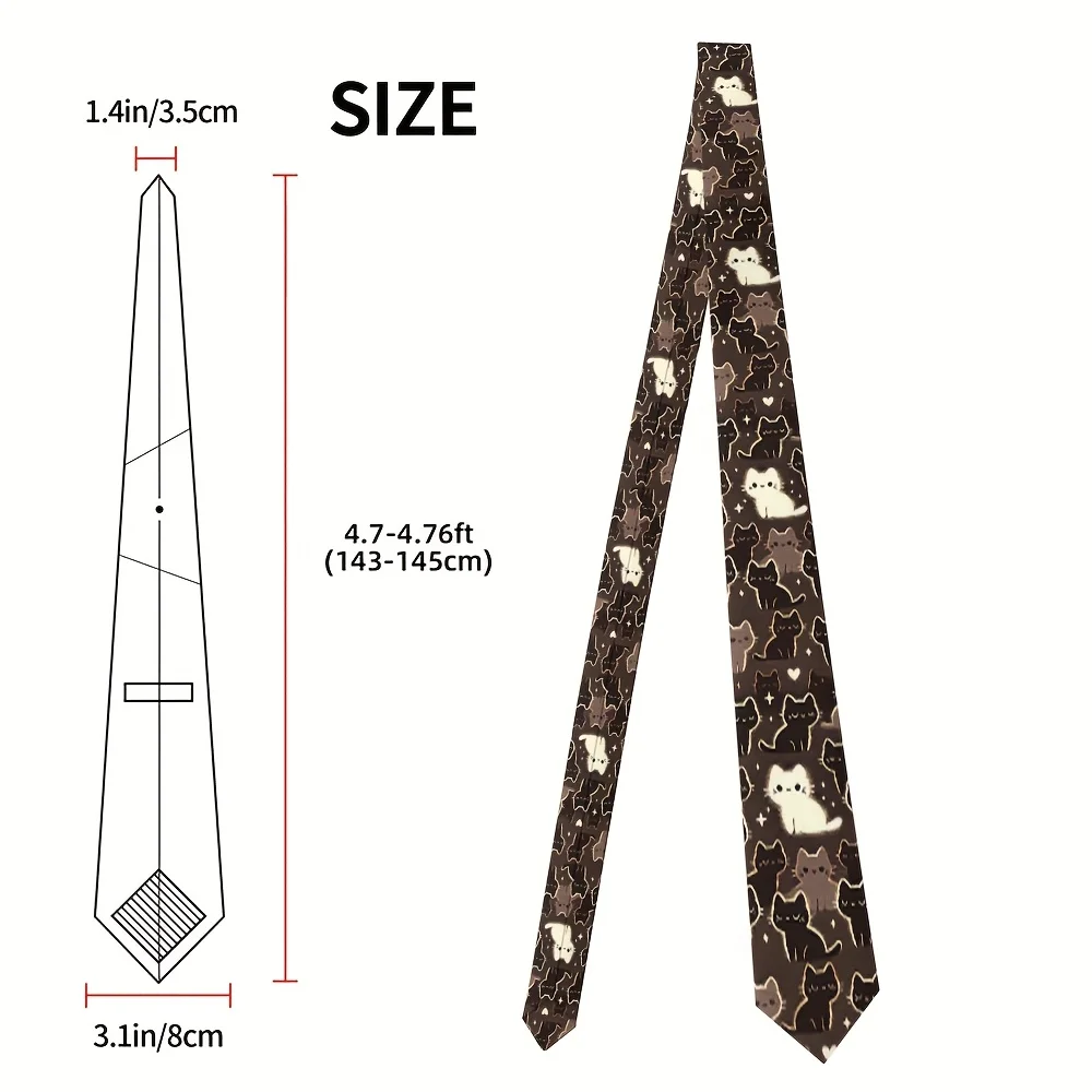 Cute Cartoon-Style Cat Print Tie Soft Fashion Accessory for Weddings Dates Parties and Casual Wear Easy to Clean