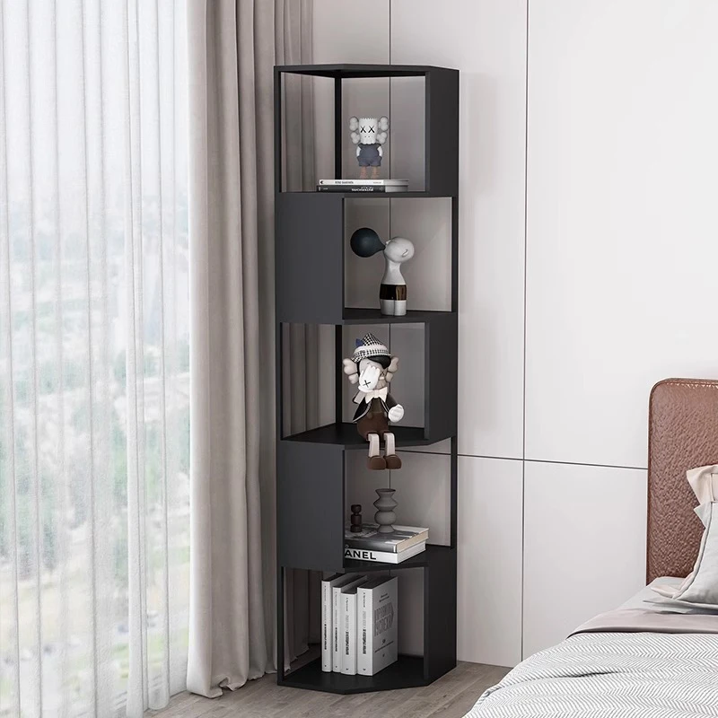 Light luxury wrought iron corner bookshelf vertical home living room against the wall multi-layer storage rack shelf