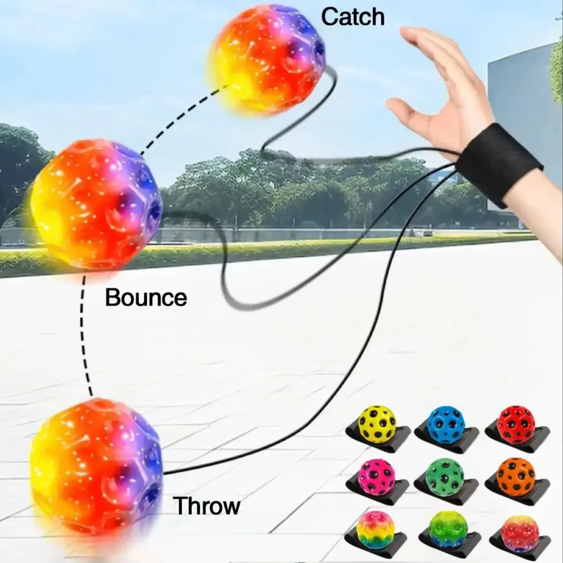 屋外クリエイティブソフトスポーツリストバンドロープストレスボール、多孔質デザインで月の形をシミュレート、理想的なおもちゃギフト