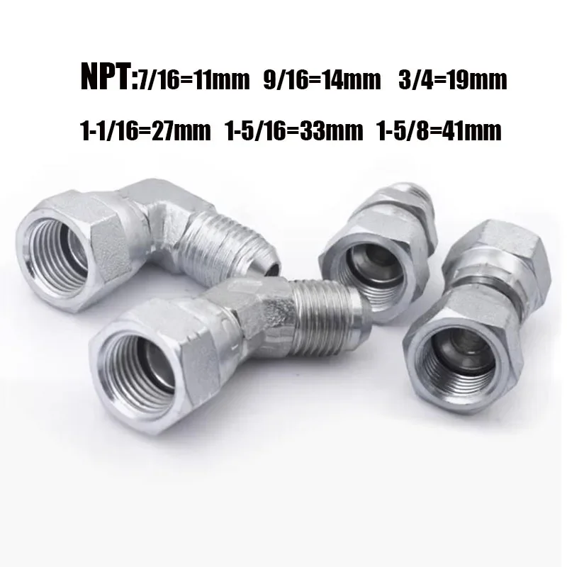 Hydraulic Connector Right angle 45 degree Elbow Fittings NPT 7/16 9/16 3/4 7/8 Thread Internal and External Thread Adapter