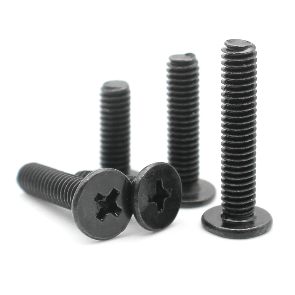 50 قطعة M1.2 M1.4 M1.6 M2 M2.5 M3 M4 أسود الكربون الصلب فيليبس الصليب رقيقة جدا شقة رقاقة مسمار لولبي الرأس للكمبيوتر المحمول #3