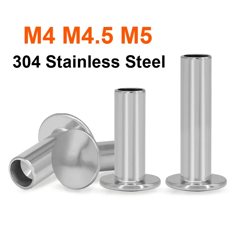 304 Stainless Steel M4 M4.5 M5 Round Flat Truss Head Half Semi Hollow Rivet Button Head Shank Rivet Screw Diameter 4/4.5/5mm