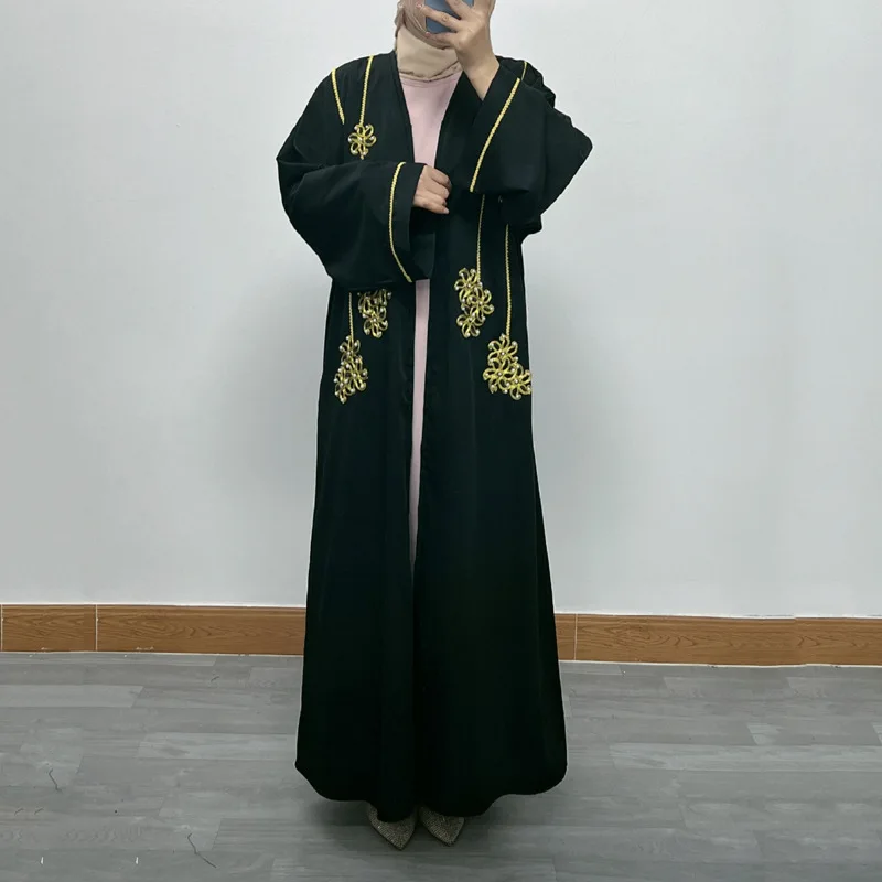 

Elegant Abaya Femme Long Robe With Zipper Batwing Sleeves Dubai Middle East Women Clothing Ready Stock