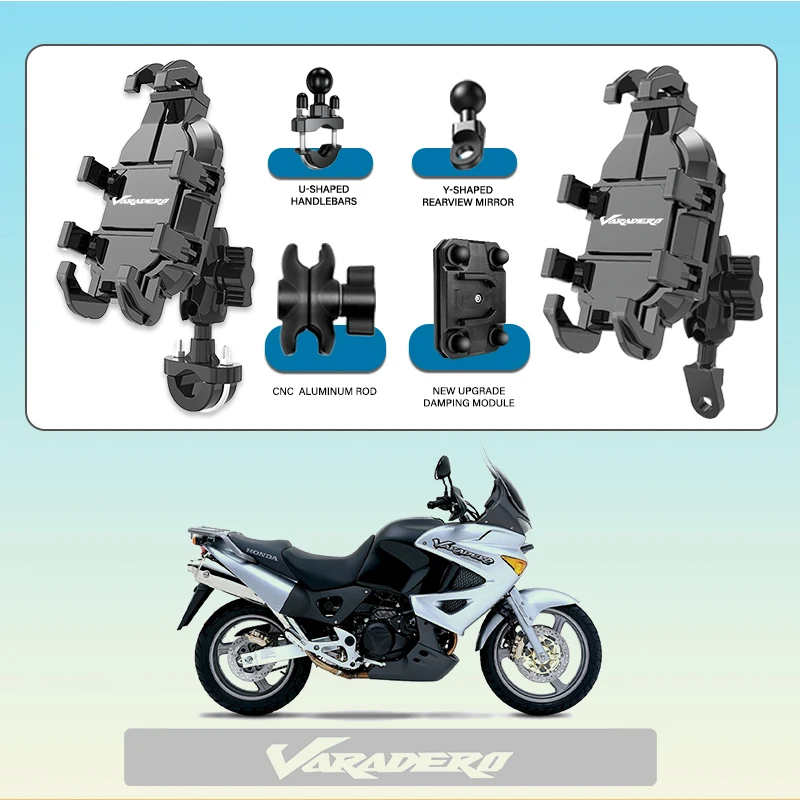 

For Honda Varadero XL 1000 Varadero1000 Varadero125 2025 Phone Mount Stand Motorcycle Holder 360° Rotatable ABS Adjustable