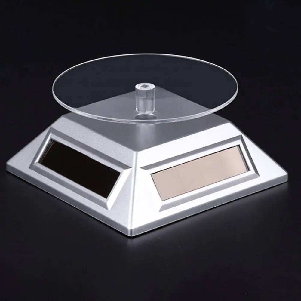 Solar Display Stand 360 Degrees Rotation Energy-Saving ABS Revolving Platform Display Base for Showcase Jewelry Watch Display