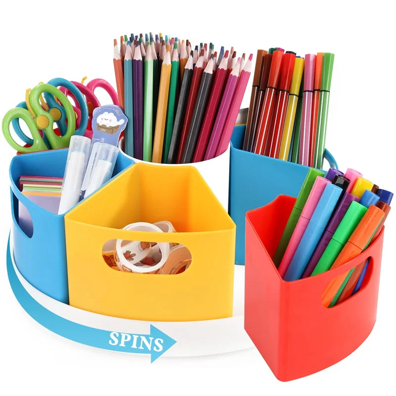 

1 Piece 360 Rotating Art Supply Storage Organizer Caddy PS Storage Box For Kids,Crayon Marker Storage And Pencil Holder For Desk