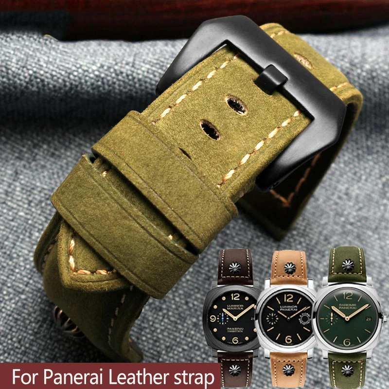 

22mm 24MM 26mm Bracelet For Panerai Watchband High-quality Leather PAM111 With rivet Vintage cowhide Men Diesel Soft Watch Strap