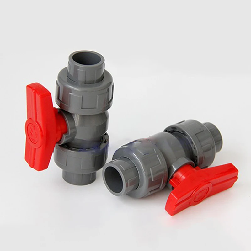 1pc 20/25/32/40/50/63/75mm Grey PVC Union Ball Valve Connector Water Pipe Ball Valve Garden Irrigation PVC Pipe Tube Valve