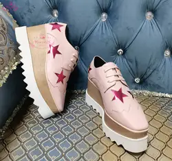 Scarpe con plateau sportivo da donna con suola spessa di design di lusso altezza della moda che aumenta la pista di scarpe casual da donna in vera pelle