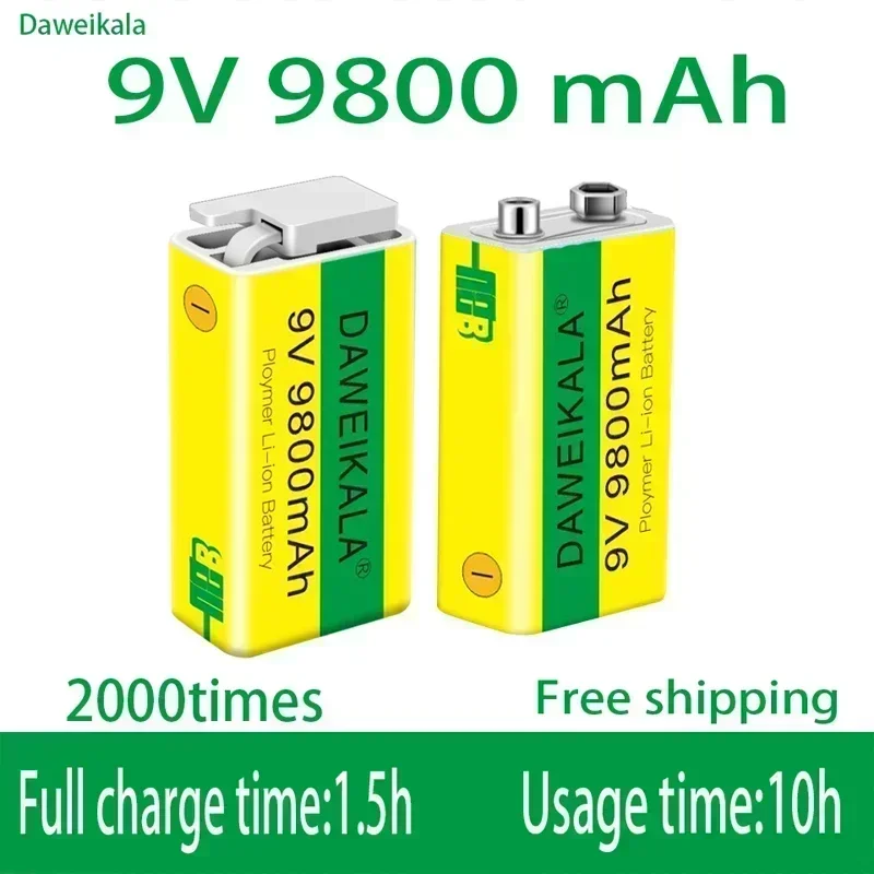 

9V 9800mAh Li-ion Rechargeable Battery Micro USB Batteries 9 V Lithium for Multimeter Microphone KTV Use With chargerM