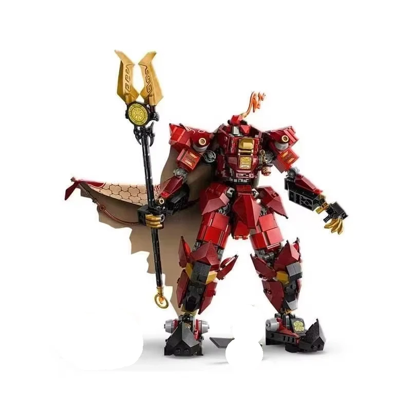 Chinese Building Blocks Flame Knight Mecha Boy Puzzle Assembly Toy Children's Day Gift Birthday Gift