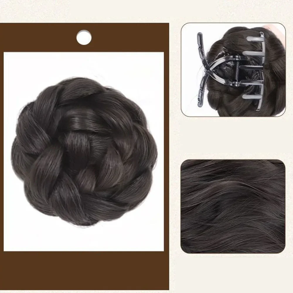 Il temperamento Bract parrucca sintetica con clip simula la parte posteriore naturale della testa alta corona cranica twist fiore germoglio testa parrucca avvolgente