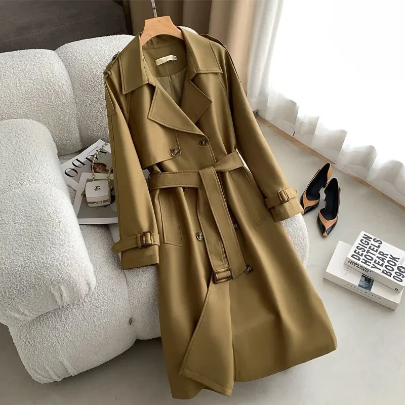 High-End Trenchcoat Jacket Women's Overcoat 2026 New Spring Autumn Double Row Fashion Mid-Length Belt Chic Casual Trenchcoat