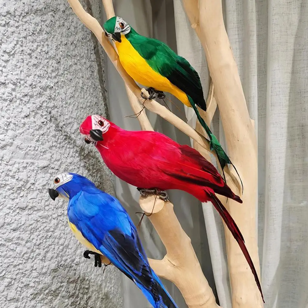 Realistic Handcrafted Parrot Birds Garden Sculpture Simulation Parrot Foam Imitation Garden Feathered Bird Ornaments Decoration