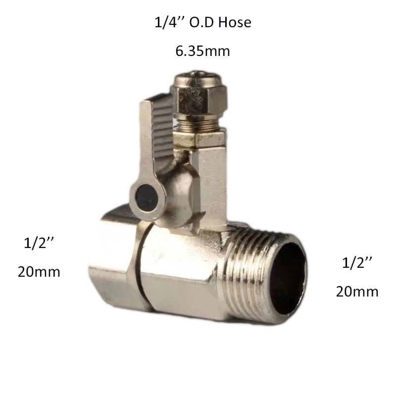 1/4\'\' 1/2\'\' Male 1/4 3/8 Tube Water Adapter RO Feed Ball Valve Faucet Water Filter Reverse Osmosis System for Water Purifier Tap