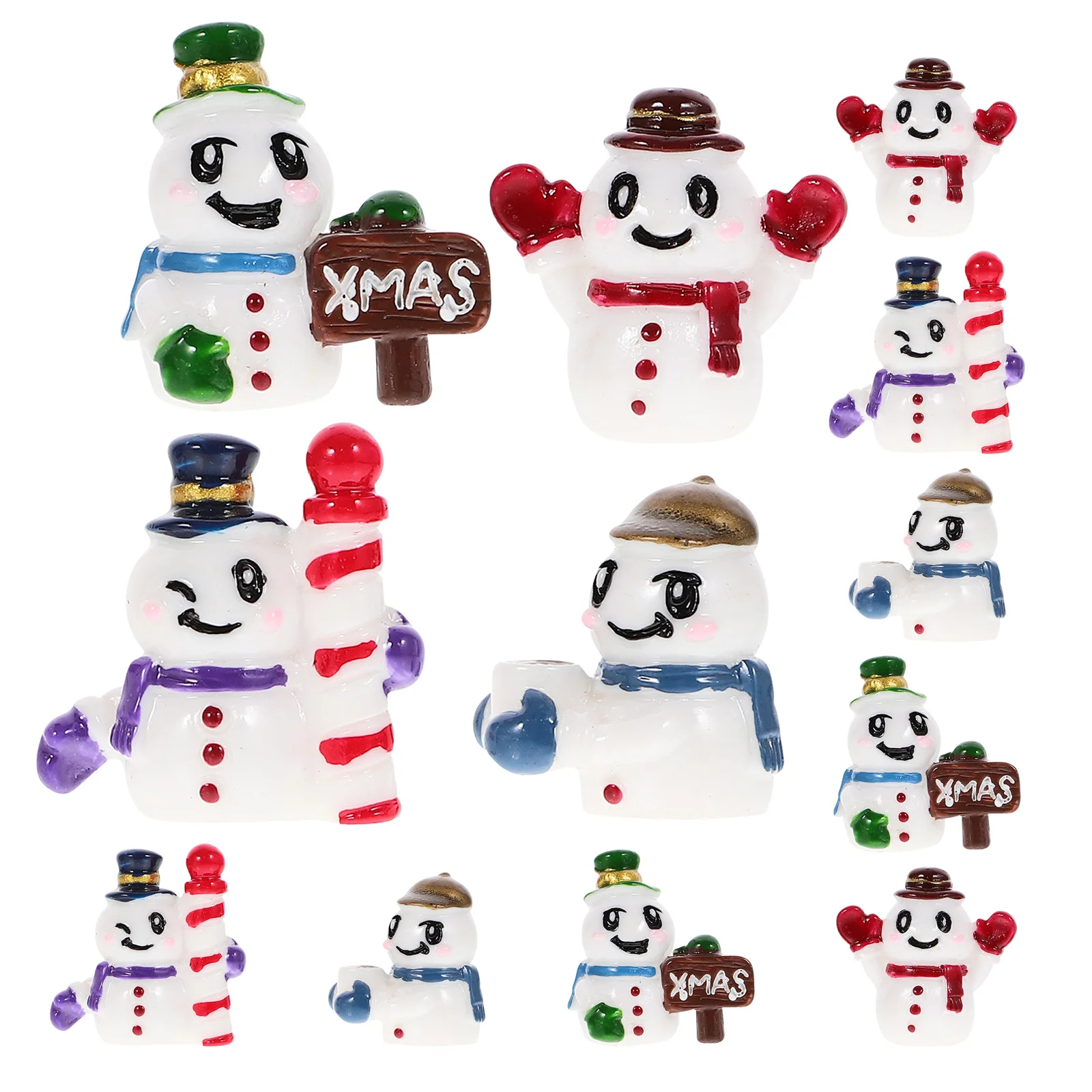 

12Pcs Resin Mini Christmas Snowmen for Fairy Garden Winter Scenes Craft Projects Tabletop Centerpiece Cake Topper