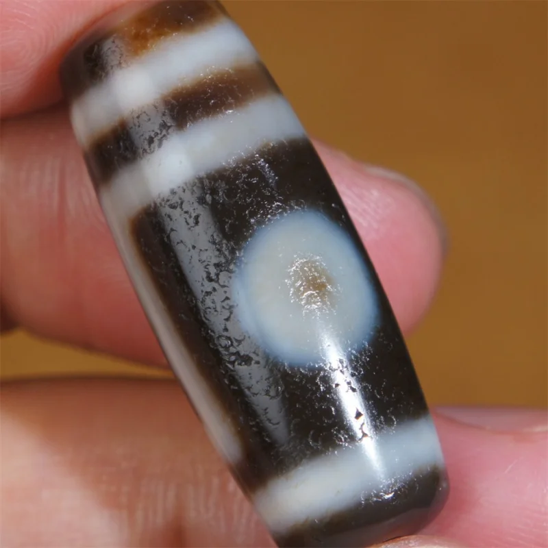 

Antique High Oily Old Agate Tibetan DZI Beads"2 Eyes"Talisman Beads Pendant GZI