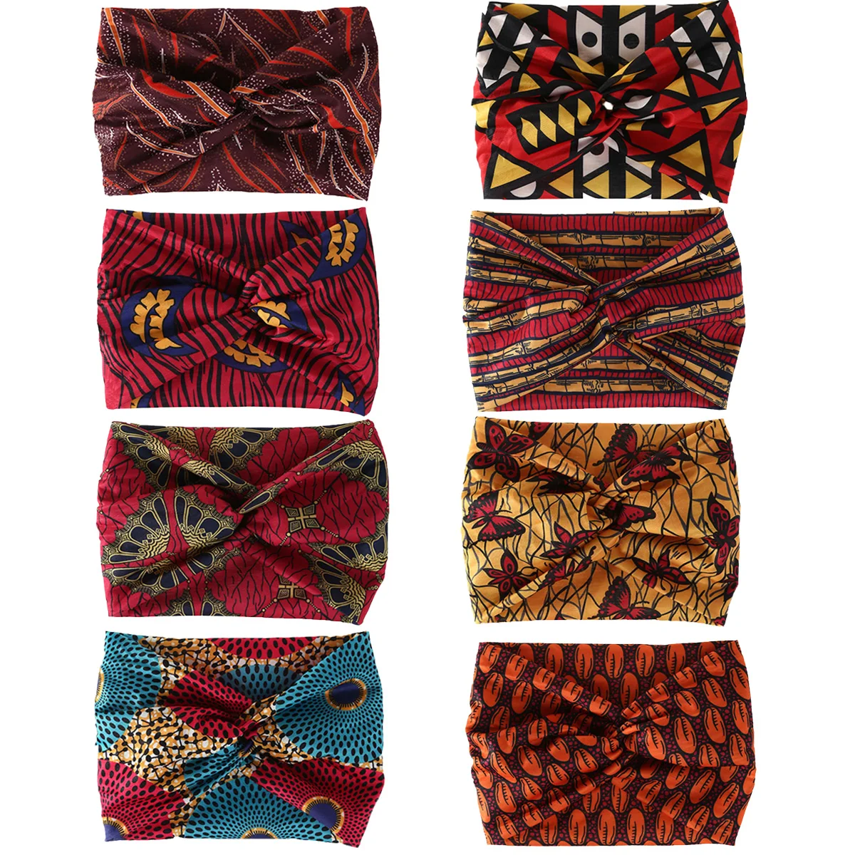 

Widening high elasticity soft and skin friendly Bohemian African style printed front twisted headband